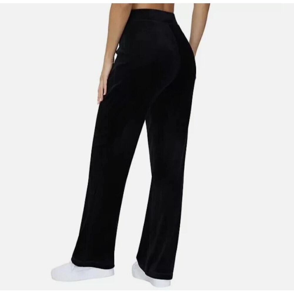 Juicy Couture Black Velour Trackpants XXL Y2K 90's Bling Logo on Hip - Picture 3 of 5